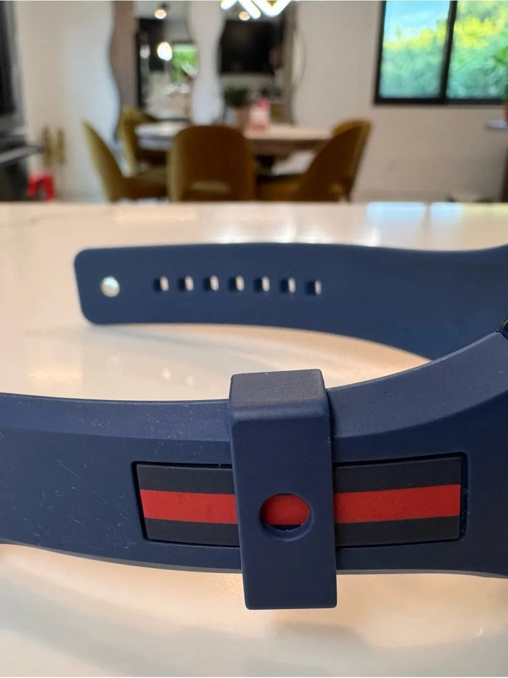 Gucci Blue and Black Silicone Strap Watch with Red Accent